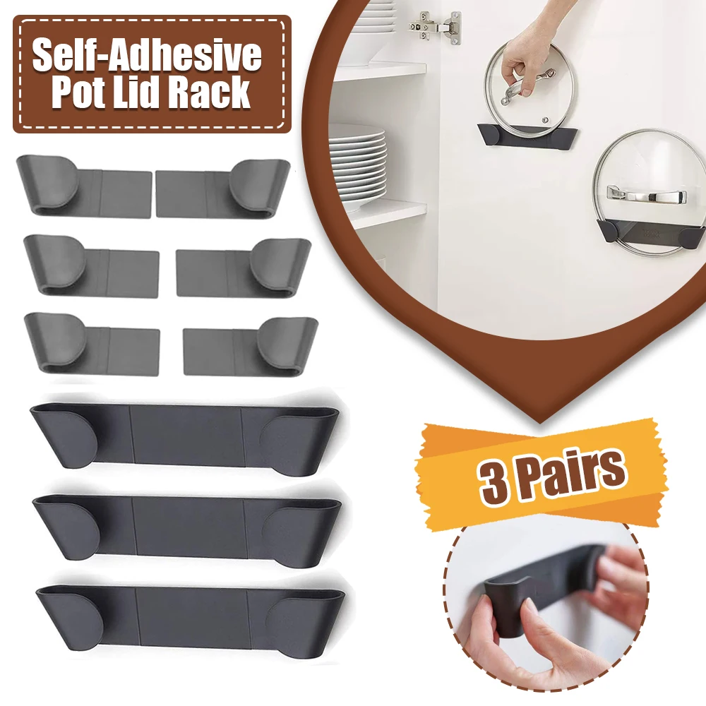 Kitchen Baking Pan Organizer - 3 pares auto-adesivo pote tampa organizador