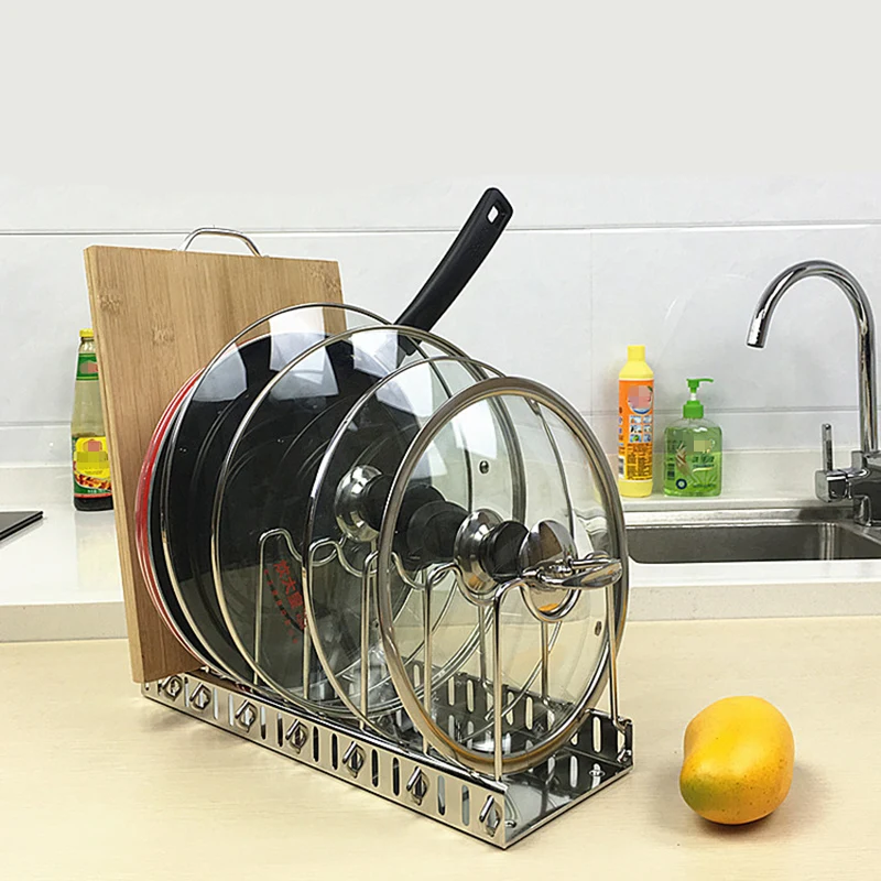 Kitchen Baking Pan Organizer - 304 aço inoxidável ajustável rack pote